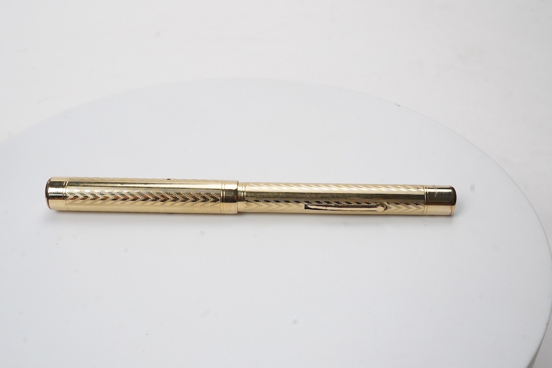 A Mabie Todd & Co. Swan gold filled lever filler, Made in USA with No.2 14ct. flexible nib